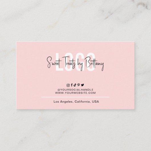 Bakkerij Feminine Blush Pink Food Allergy Checklis Visitekaartje (Achterkant)