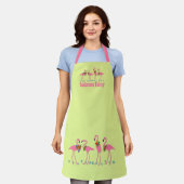 Bakkerij Flamingo's Op Maat Chartreuse Schort (Gedragen)