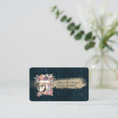 Bakkerij, Floral Mixer, Brush Stroke Blue Visitekaartje (Staand voorkant)