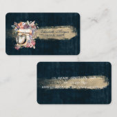 Bakkerij, Floral Mixer, Brush Stroke Blue Visitekaartje (Voorkant / Achterkant)