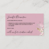 Bakkerij Gebak Bloemen Boho Creatieve chef-kok roz Visitekaartje (Achterkant)