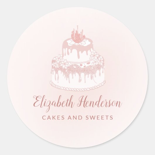 Bakkerij gebak Blush Roze Drips Cake Ronde Sticker (Voorkant)