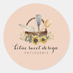 Bakkerij Gebak Cake Decorateur Oranje Ronde Sticker