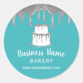 Bakkerij gebak Chef Cake Logo Zilver & Turquoise Ronde Sticker (Voorkant)