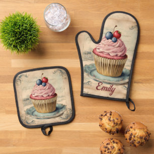 bakkerij gebak chef-kok cupcake bakker bakken ovenwant & pannenlap set