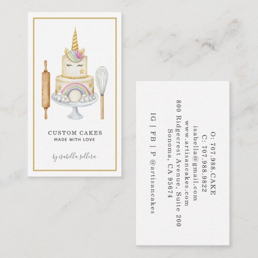 Bakkerij gebak Chef taart en bakgerei Visitekaartje (Voorkant / Achterkant)