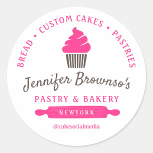 Bakkerij Gebak Cupcake Roze Ronde Sticker