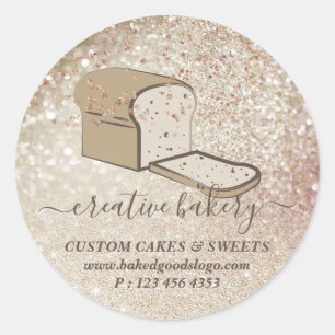 Bakkerij Gebak glitters schitteren plakje brood Ronde Sticker