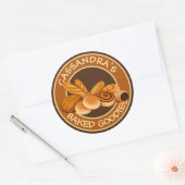 Bakkerij gebak Jouw naam Brood Baker's Logo Ronde Sticker (Envelop)