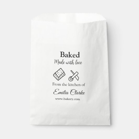 Bakkerij 'Gebakken met liefde' voeg naam tekst toe Bedankzakje (Voorkant)
