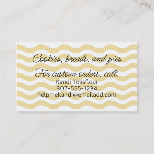 bakkerij, gebakken visitekaartje van dessert (Achterkant)