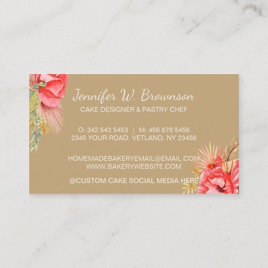 Bakkerij gebruiksvoorwerpen met rustieke mand brui visitekaartje (Achterkant)