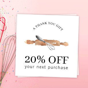 Bakkerij gebruiksvoorwerpen Whisk Chef Logo Cateri Kortingskaartje