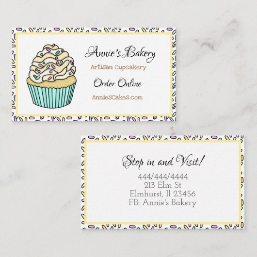 Bakkerij | Geel besproeid Visitekaartje voor persk (Voorkant / Achterkant)