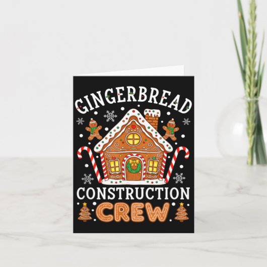 Bakkerij Gemberhuis Constructie Bemanning Kerstmis Kaart (Voorkant)