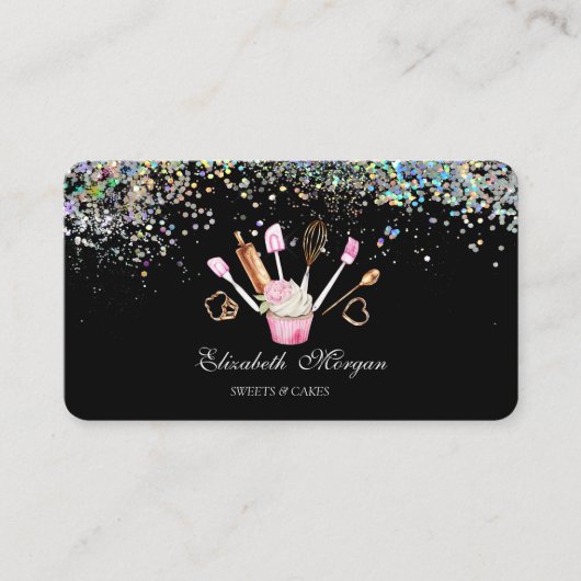 Bakkerij Gereedschap Cupcake Kleurrijke Confetti,  Visitekaartje (Voorkant)