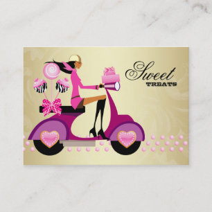 Bakkerij Gift Box Scooter Girl Pink Gold Cake Popp Visitekaartje