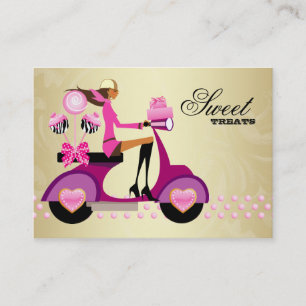 Bakkerij Gift Box Scooter Girl Pink Gold Cake Popp Visitekaartje