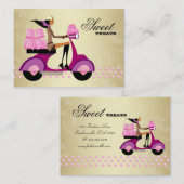 Bakkerij Gift Box Scooter Girl Pink Gold Icing Visitekaartje (Voorkant / Achterkant)