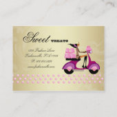 Bakkerij Gift Box Scooter Girl Pink Gold Icing Visitekaartje (Achterkant)