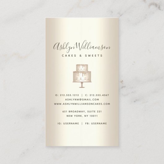 Bakkerij - Glitter - druppels gebak dessert Visitekaartje (Achterkant)