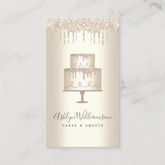 Bakkerij - Glitter - druppels gebak dessert Visitekaartje (Voorkant)