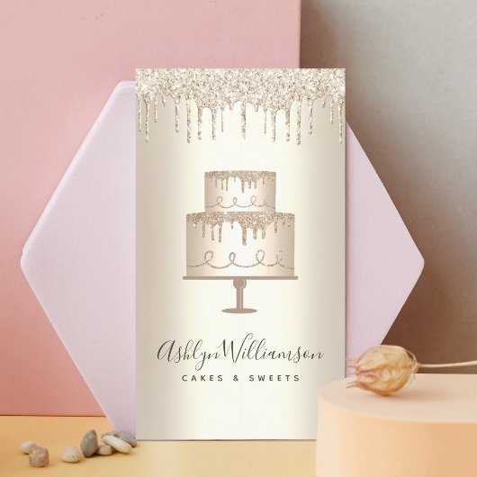 Bakkerij - Glitter - druppels gebak dessert Visitekaartje