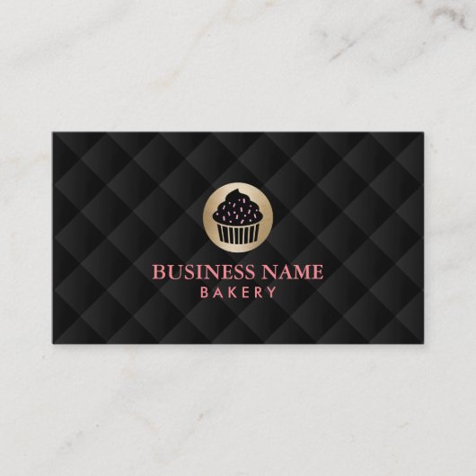 Bakkerij Gold Cupcake Logo Elegant Visitekaartje (Voorkant)