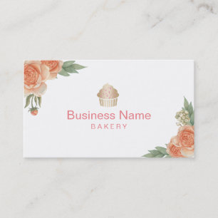 Bakkerij Gold Cupcake Logo Floral Visitekaartje