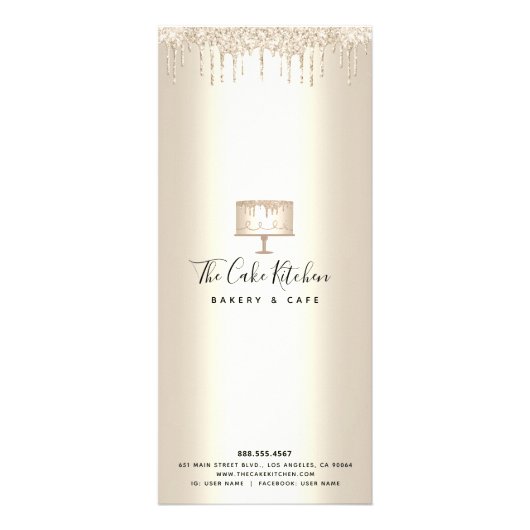 Bakkerij - Gold Glitter Pastry Chef Dessert Menu (Achterkant)