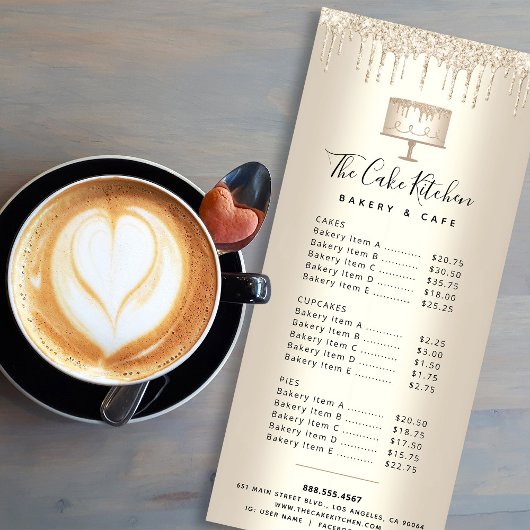 Bakkerij - Gold Glitter Pastry Chef Dessert Menu