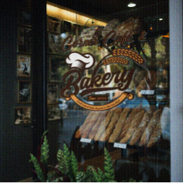 Bakkerij graan vintage banner aardtinten personali raamsticker