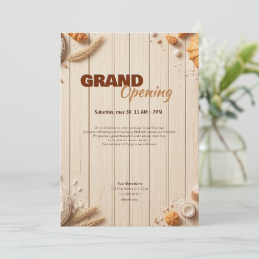 Bakkerij Grand Opening Invitation Sjabloon (Staand voorkant)
