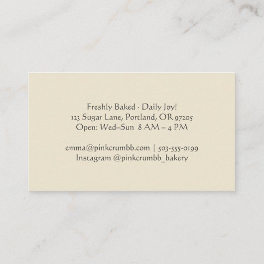 Bakkerij Handgemaakte Brood Waterverf Rustiek Visitekaartje (Achterkant)