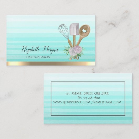 Bakkerij Handgereedschap Stripe Ombre Visitekaartje (Voorkant / Achterkant)