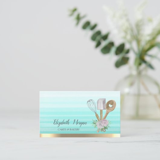 Bakkerij Handgereedschap Stripe Ombre Visitekaartje (Staand voorkant)