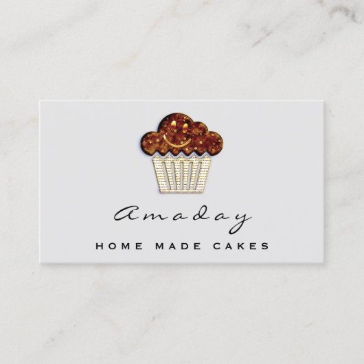 Bakkerij Home Made Cake Logo Muffin Smile Elegant Visitekaartje (Voorkant)