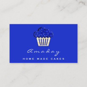 Bakkerij Home Made Cakes Logo Muffin Gold Blue Visitekaartje