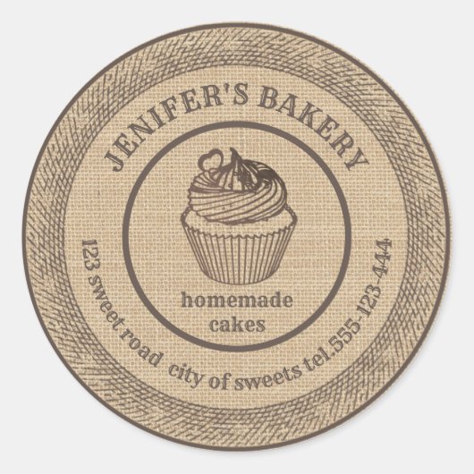  bakkerij Homemade cupcakes bakkerij Ronde Sticker (Voorkant)
