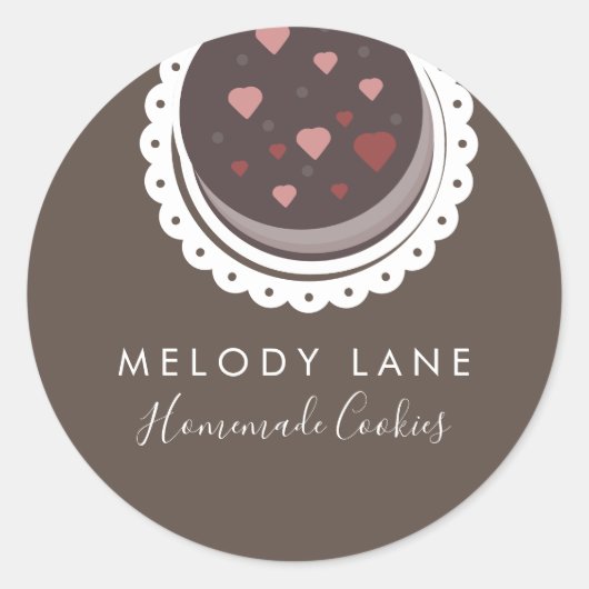 Bakkerij Homemade koekjes biscuits Dolly Drawn cla Ronde Sticker (Voorkant)