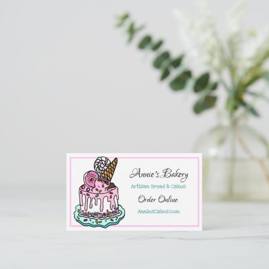 Bakkerij | Ice Cream Cake Baking Business Visitekaartje (Staand voorkant)