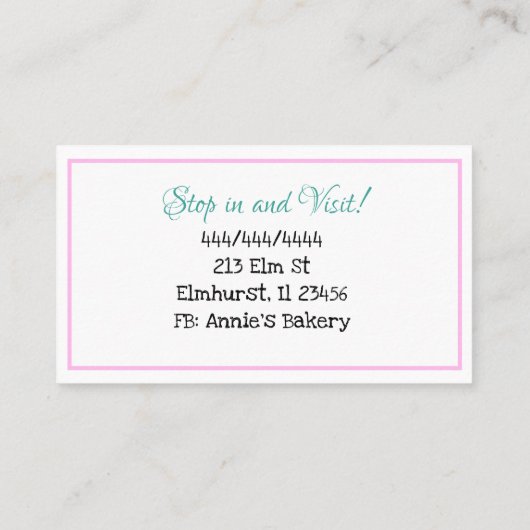Bakkerij | Ice Cream Cake Baking Business Visitekaartje (Achterkant)