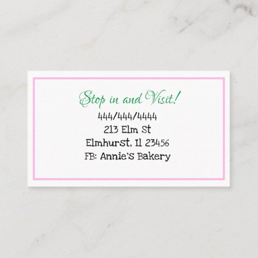 Bakkerij | Ice Cream Cake Baking Visitekaartje (Achterkant)