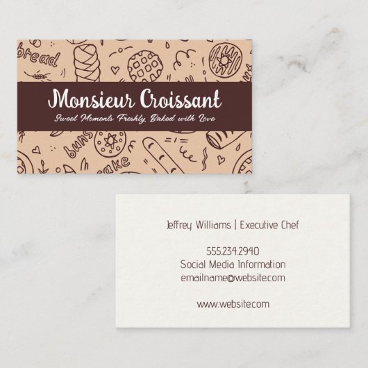 Bakkerij Illustratie Doodles Visitekaartje (Voorkant / Achterkant)