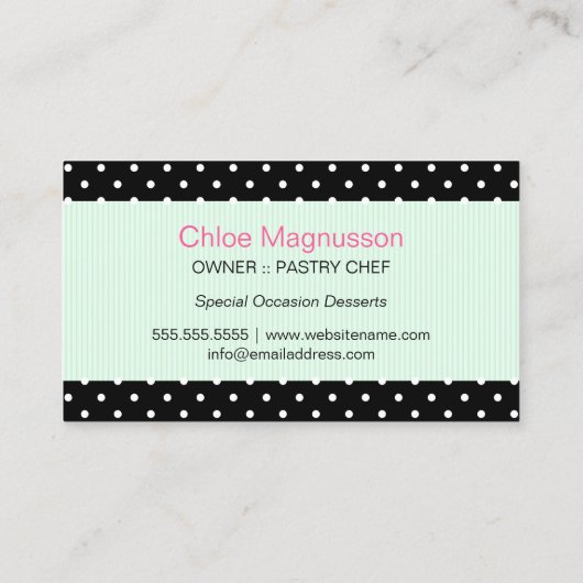 Bakkerij in roze zwart en mint visitekaartje (Achterkant)