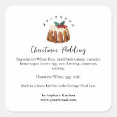 Bakkerij Ingrediënt Kerstpudding Aquarel Vierkante Sticker (Voorkant)