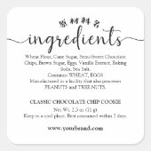 Bakkerij Ingrediënt Label Elegant Tail Calligraphy (Voorkant)