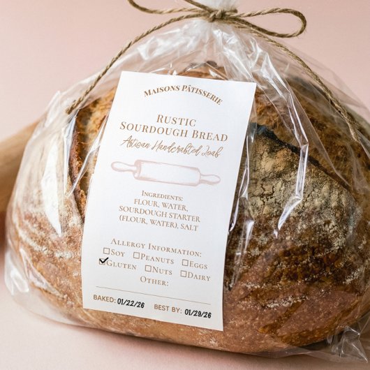 Bakkerij ingrediënten allergie voedsel label