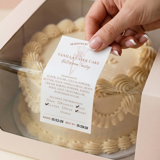 Bakkerij ingrediënten & allergie voedsel label voo