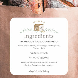 Bakkerij Ingrediënten Product Logo Botanisch Brood Vierkante Sticker